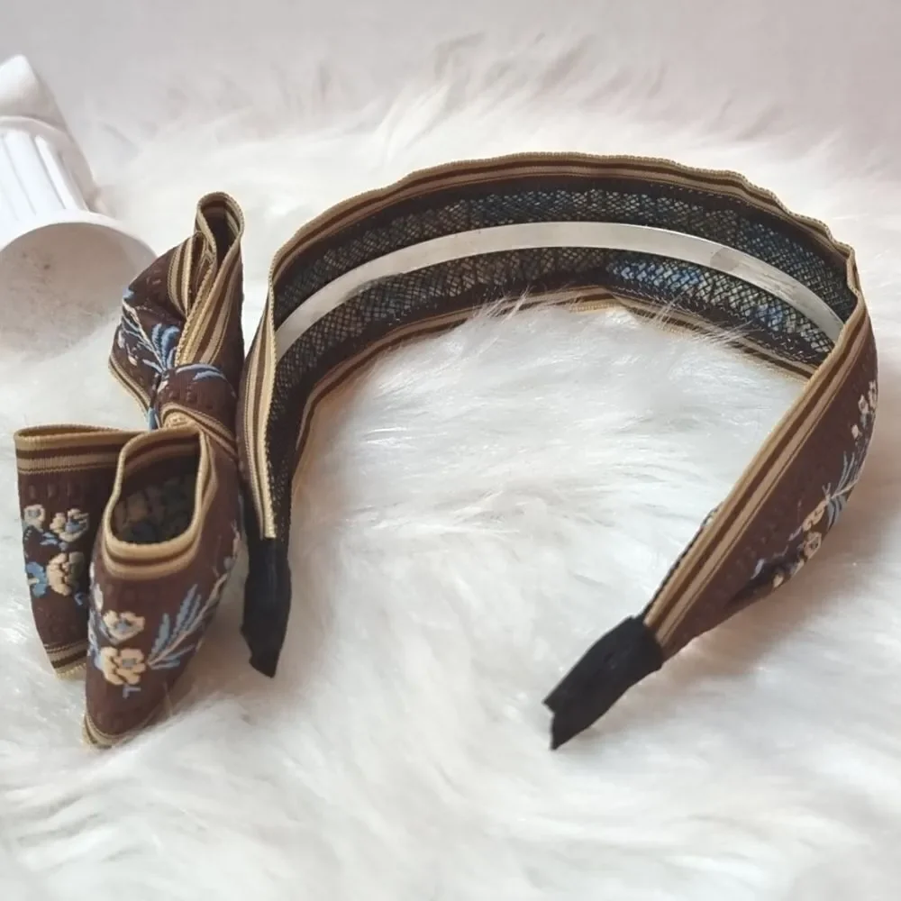 Floral Embroidered Floral bow headband | NWOT